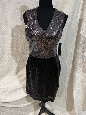 Nicole Miller elegant black sequin dress, size 8, NWT